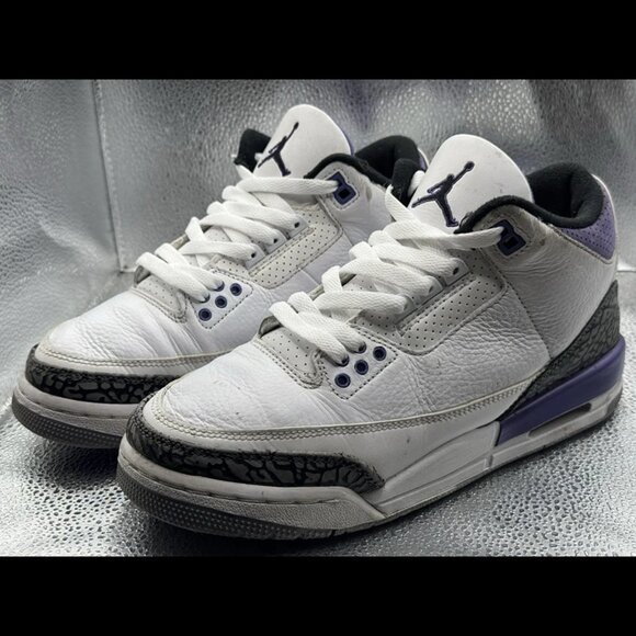 Size 7Y - Nike Air Jordan‎ 3 Retro Shoes Boys Purple White Sneakers DM0967-105 - Picture 9 of 12
